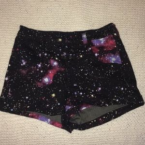 Blackheadt high rise galaxy print shorts